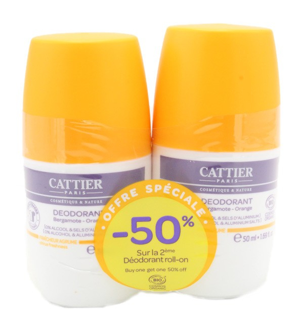 Cattier Duo PACK Deo Roll-on Fraicheur agrume 2*50mm